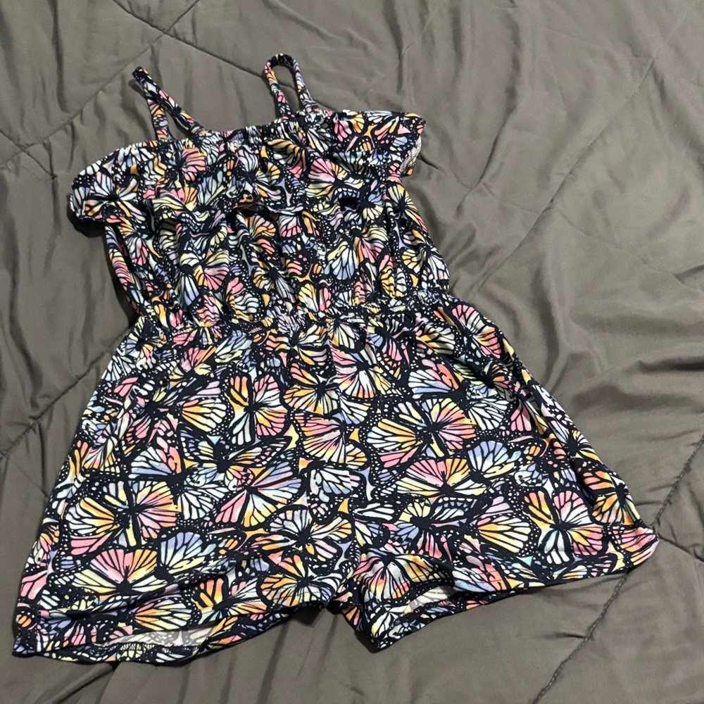 Colorful Butterfly Print Kids One Piece